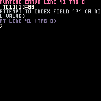 for i #t,1,-1 do の実行結果